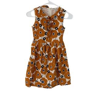 Mini Boden Girls Orange Floral Cotton Dress - EUC, Size 9/10